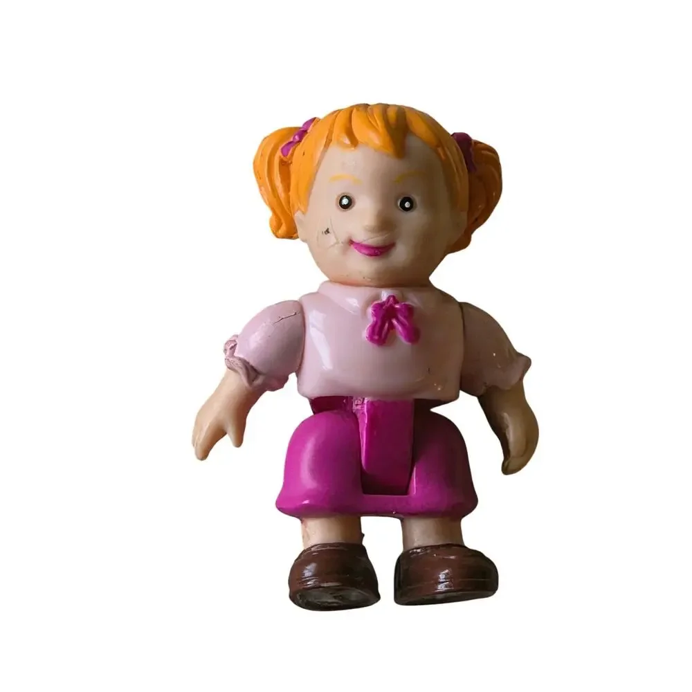 Miniature Dollhouse Toddler Girl Doll Sister Figure w/ Red Hair & Pink Dress